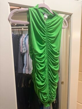 Zara Ruched Green Sleeveless Women's Dress